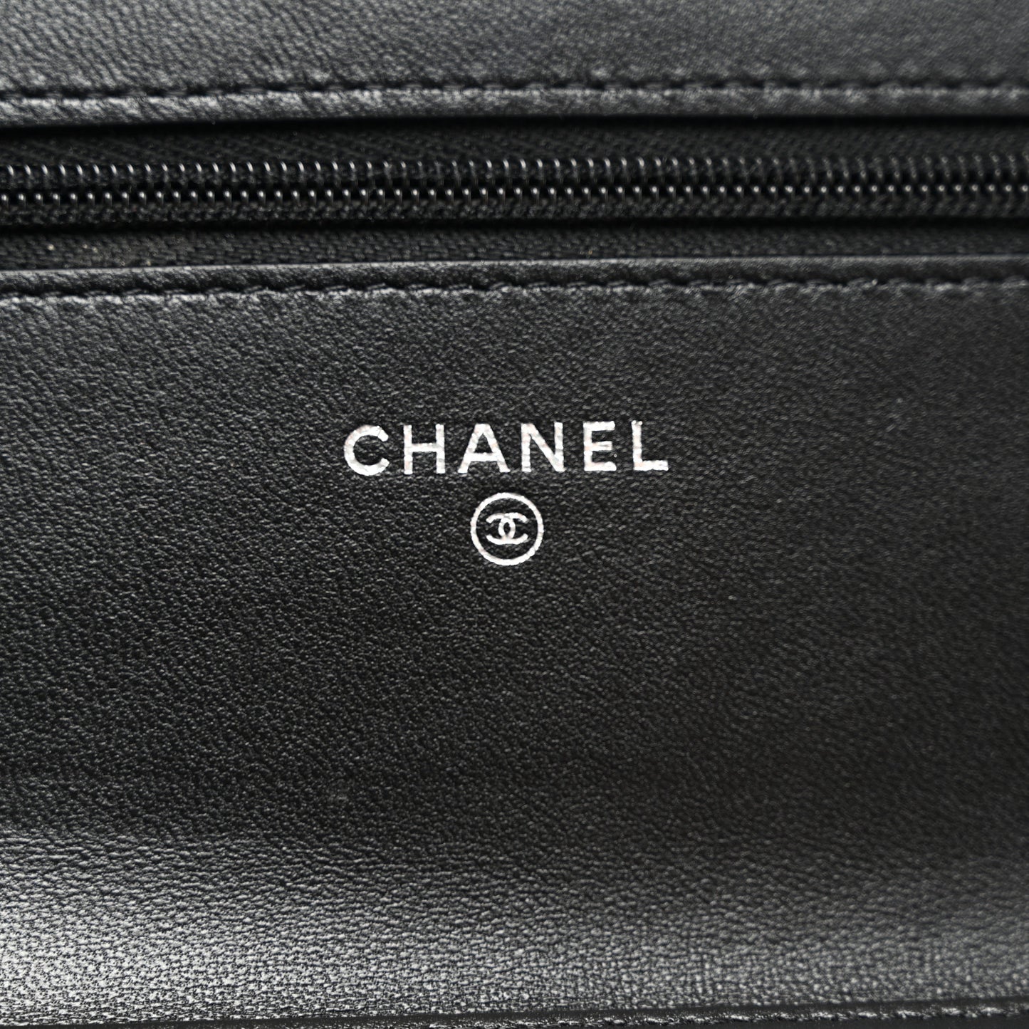 Lambskin Quilted Crystal Star Wallet On Chain Black
