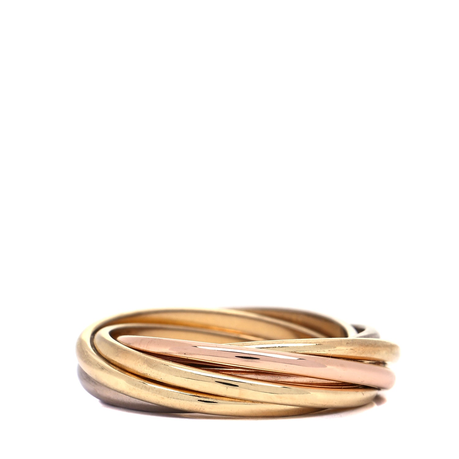 Cartier 18K Pink White Yellow Gold 7 Band Trinity Ring 47 4 3 of 5