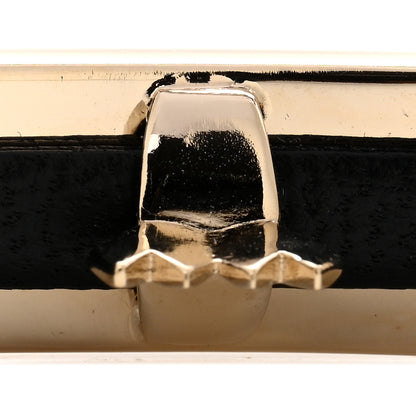 Chanel Metal Lambskin Strass Sergeant Hair Clip Barrette Black Gold 4 of 6