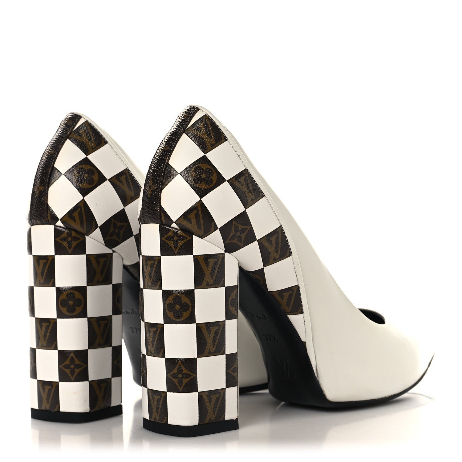 Louis Vuitton Calfskin Monogram Damier Tressage Matchmake Pumps 37.5 White 5 of 9