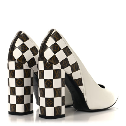 Louis Vuitton Calfskin Monogram Damier Tressage Matchmake Pumps 37.5 White 5 of 9