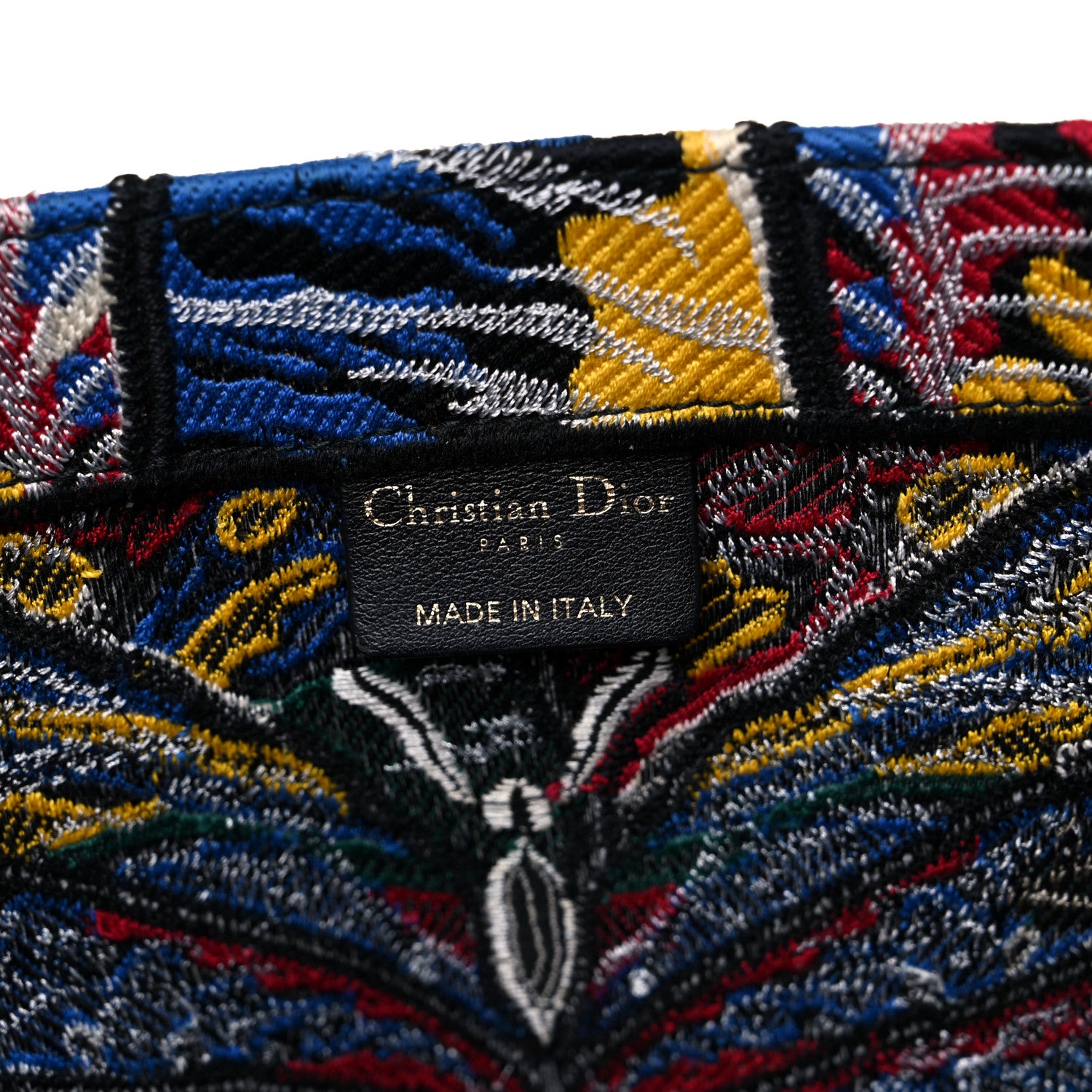 Christian Dior Canvas Embroidered Butterfly Book Tote Black Multicolor 6 of 11