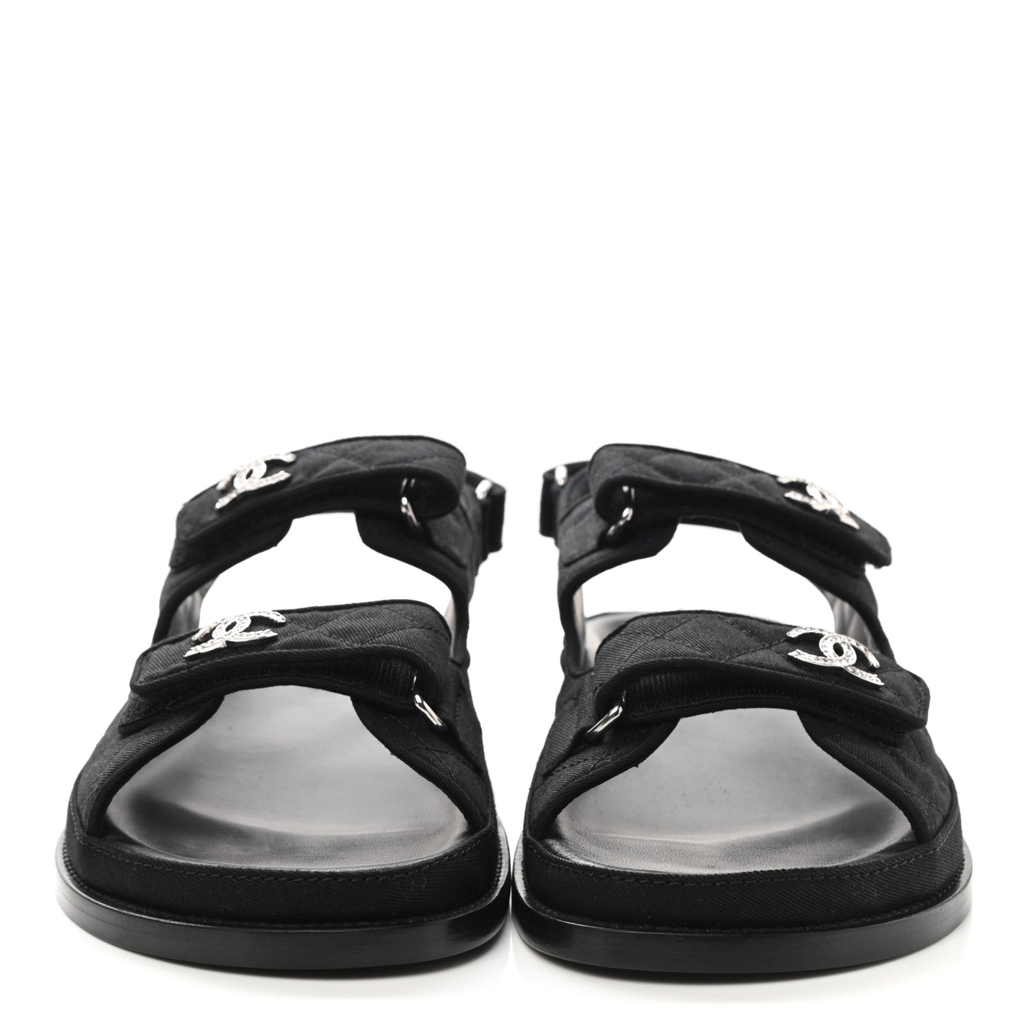 Chanel Mixed Fibers Velcro Dad Sandals 41 Black 2 of 9