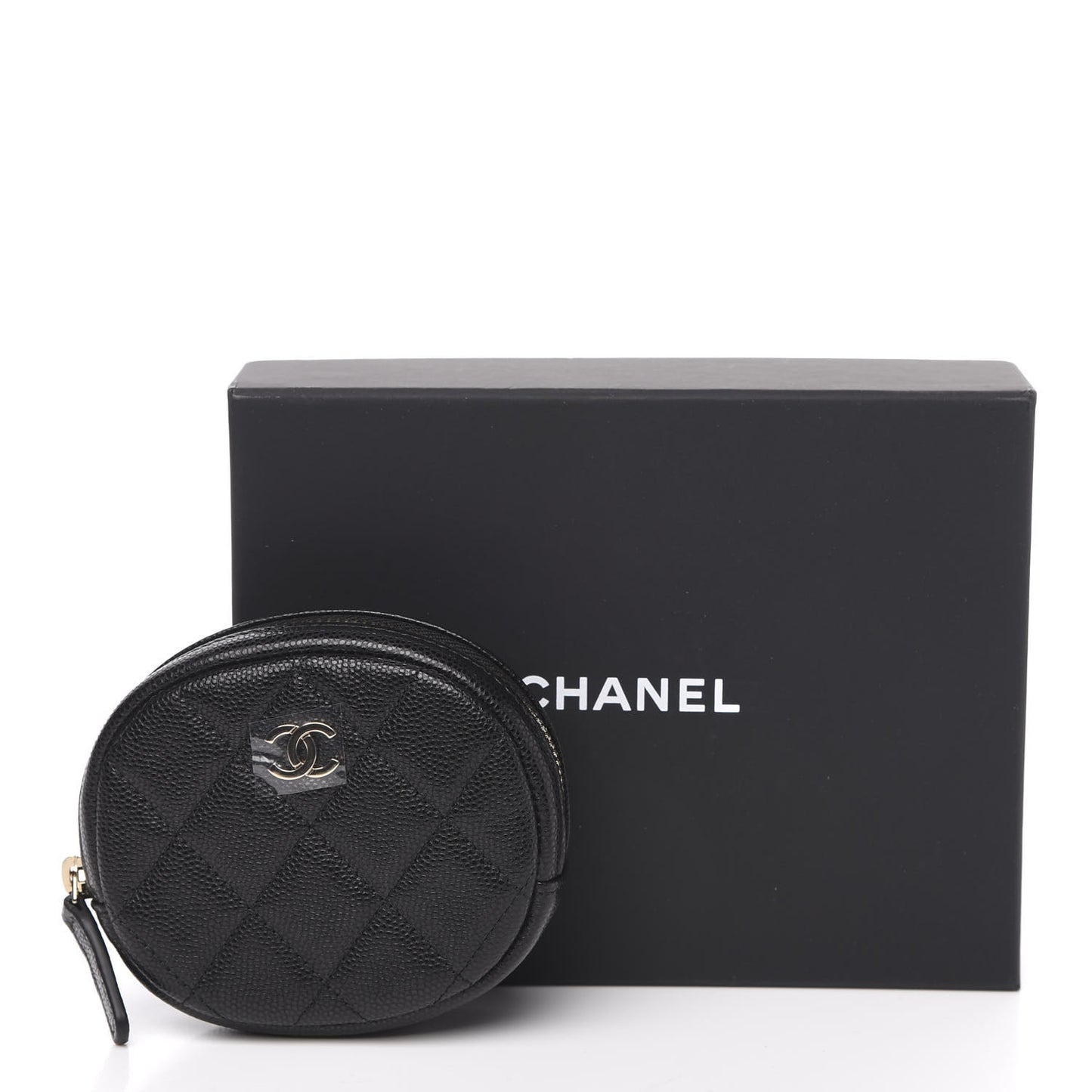 Caviar Quilted Zip Around Classic Coin Purse Black