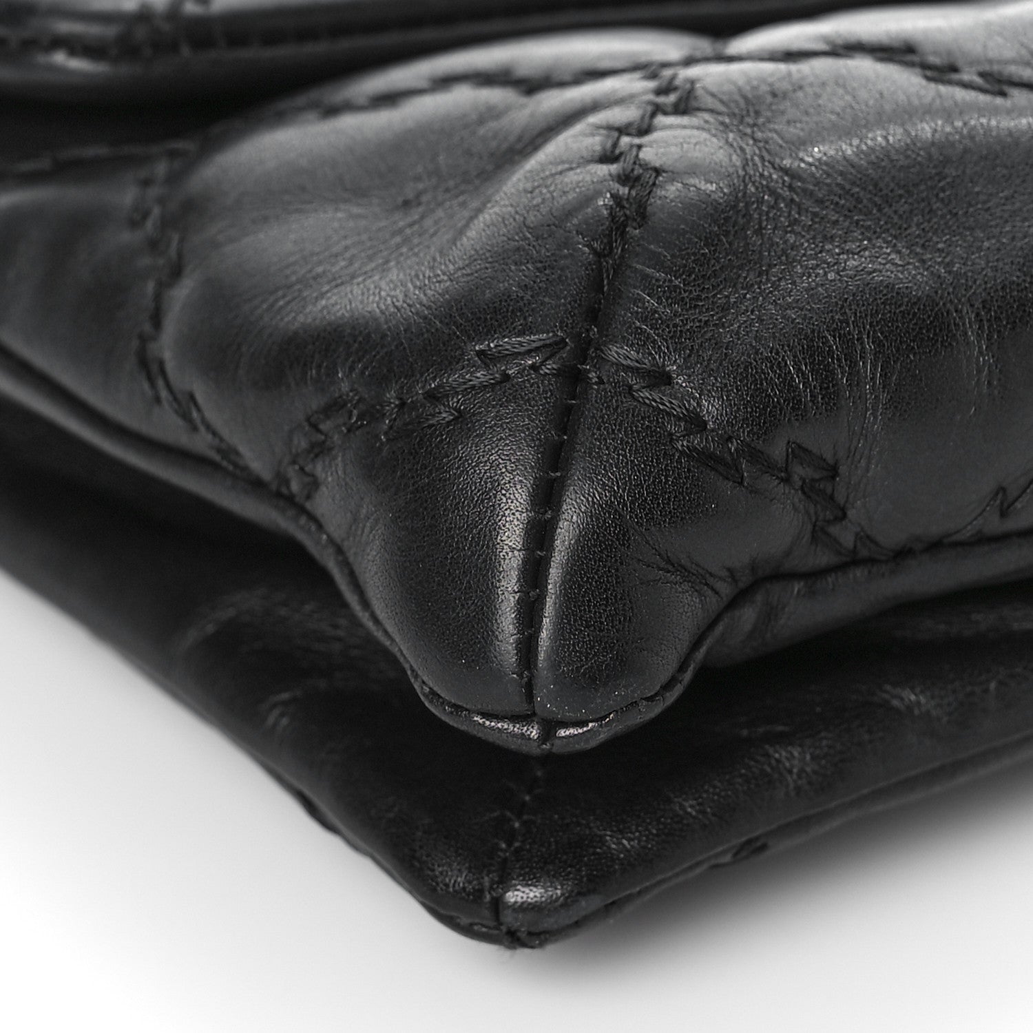 Chanel Calfskin Quilted Double Stitch Hamptons Clutch with Chain Black 8 of 11