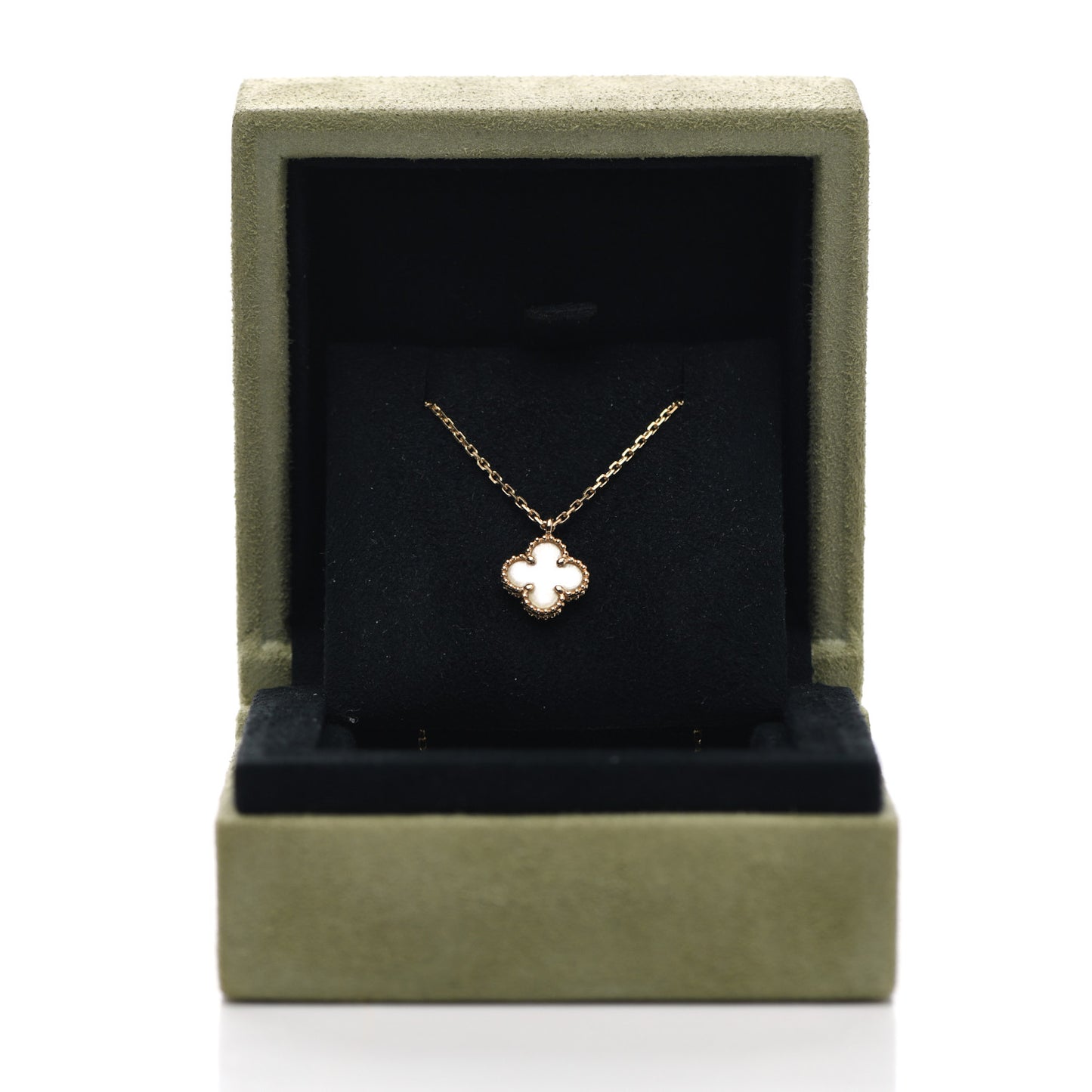 18K Yellow Gold Mother of Pearl Sweet Alhambra Pendant Necklace