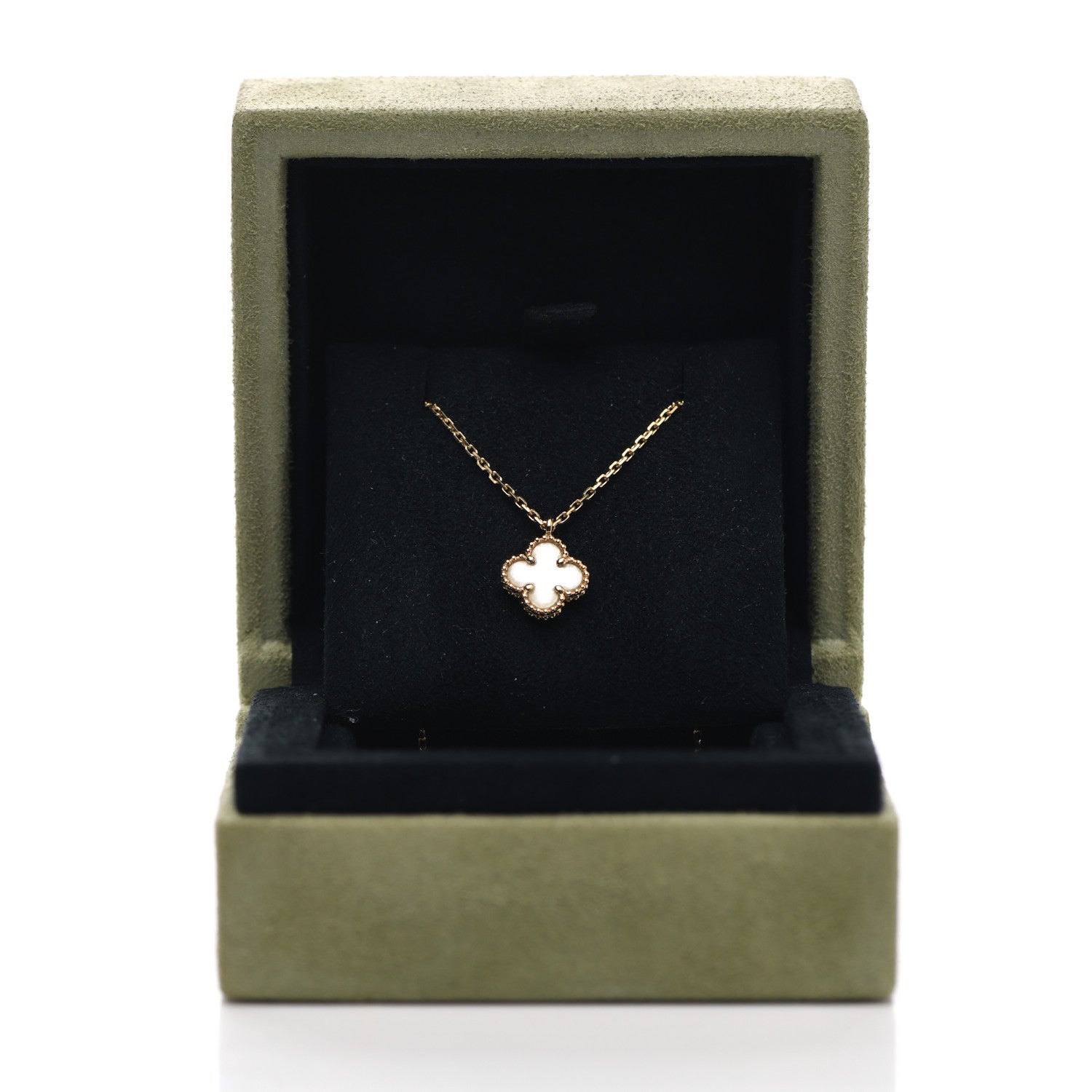 Van Cleef & Arpels 18K Yellow Gold Mother of Pearl Sweet Alhambra Pendant Necklace 7 of 7