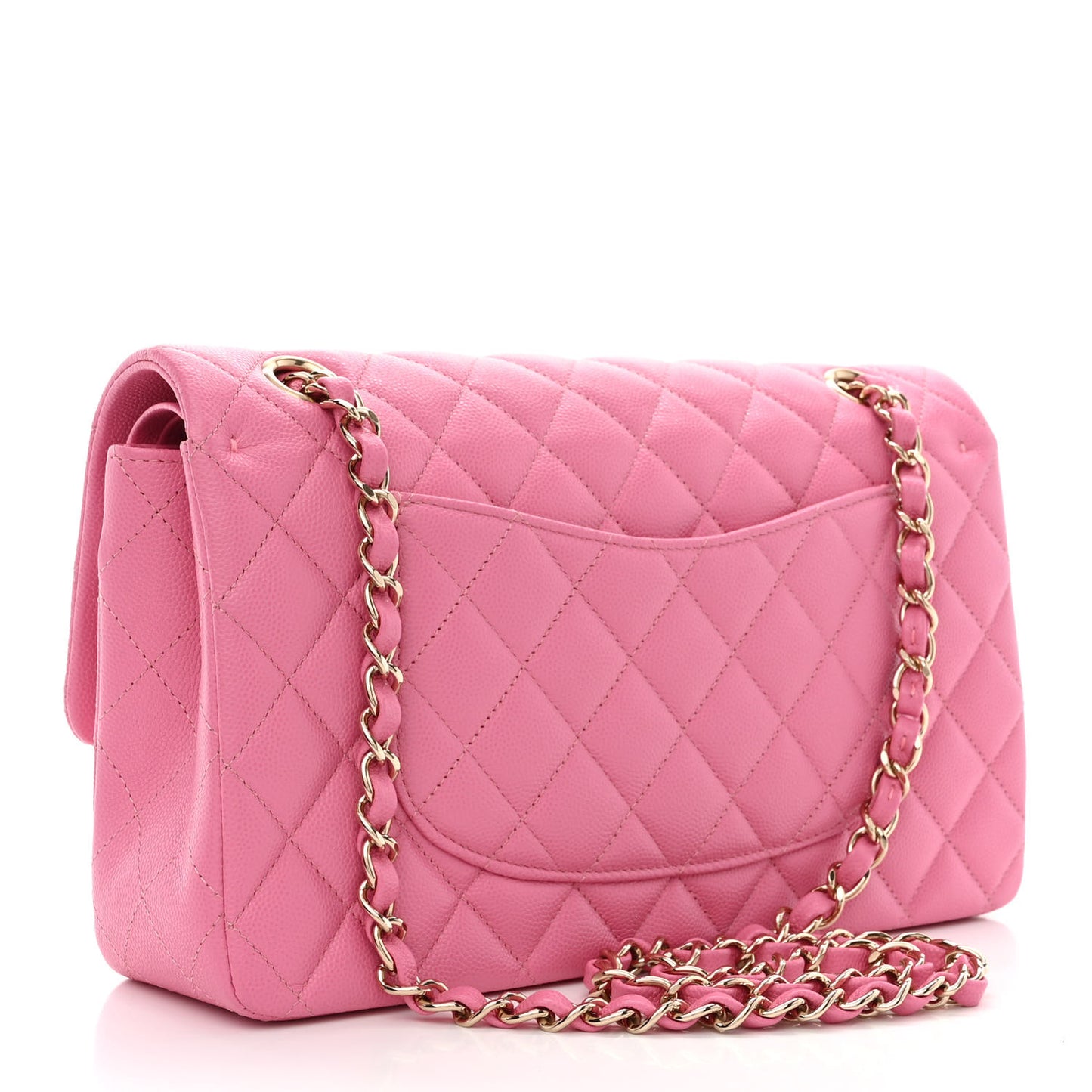 Caviar Quilted Medium Double Flap Pink