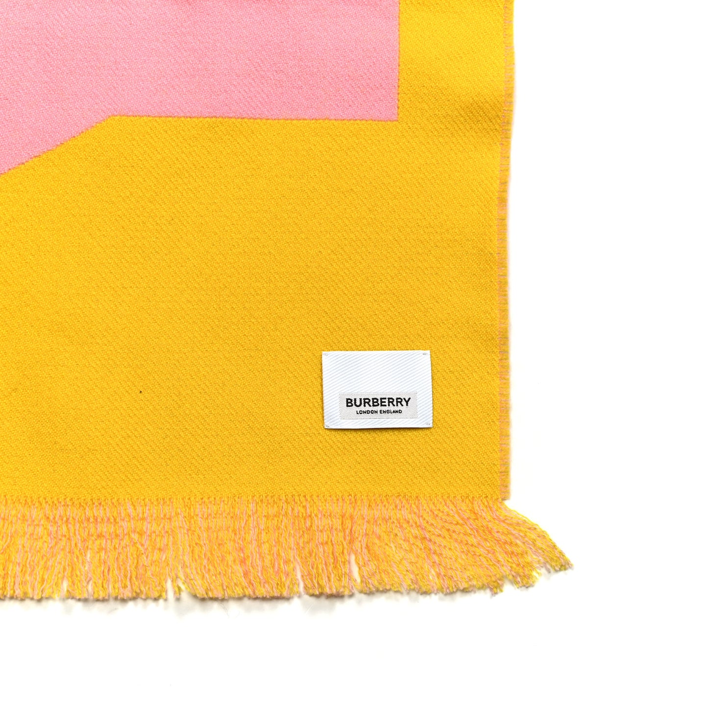 Wool Silk Jacquard Logo Scarf Yellow Pink