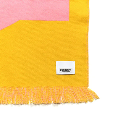 Burberry Wool Silk Jacquard Logo Scarf Yellow Pink 8 of 10
