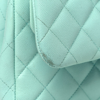 Chanel Caviar Quilted Jumbo Double Flap Light Green 14 of 16