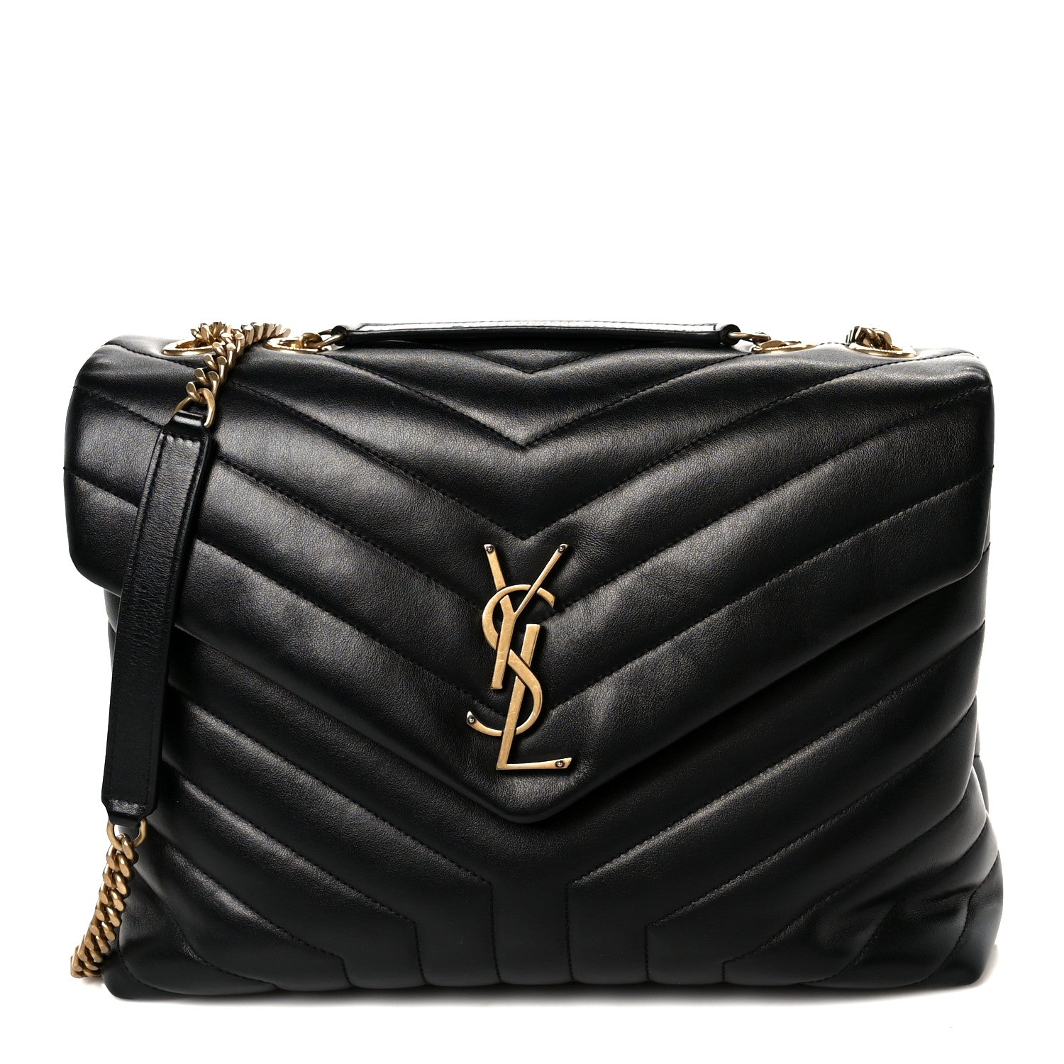Saint Laurent Calfskin Y Quilted Monogram Medium Loulou Chain Satchel Black 1 of 12