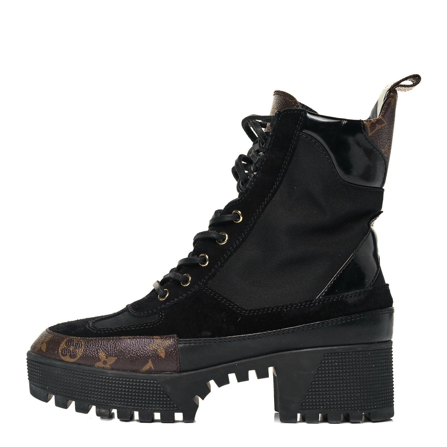 Suede Calfskin Monogram Laureate Platform Desert Boots 39 Black