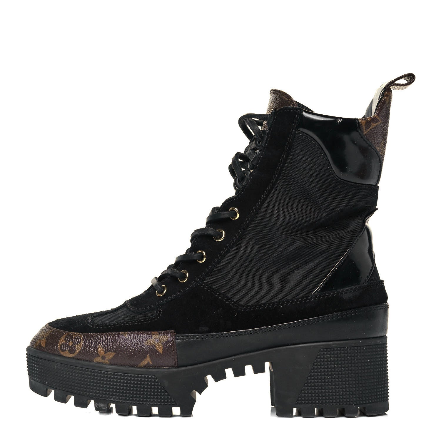 Louis Vuitton Suede Calfskin Monogram Laureate Platform Desert Boots 39 Black 1 of 7