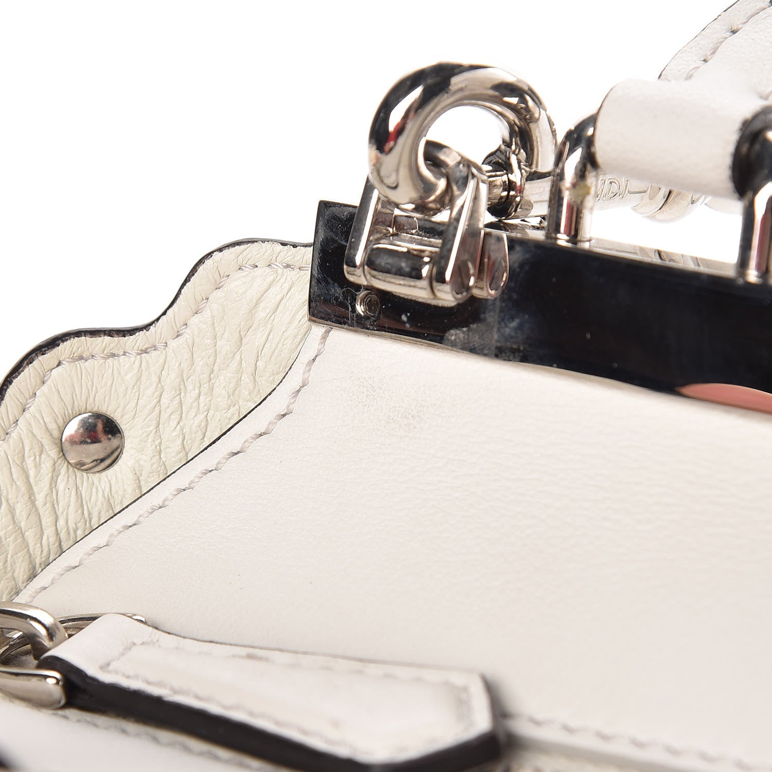 Fendi Vitello Dolce Scalloped Studded Mini 3Jours Tote White Ice Nuvola 13 of 13