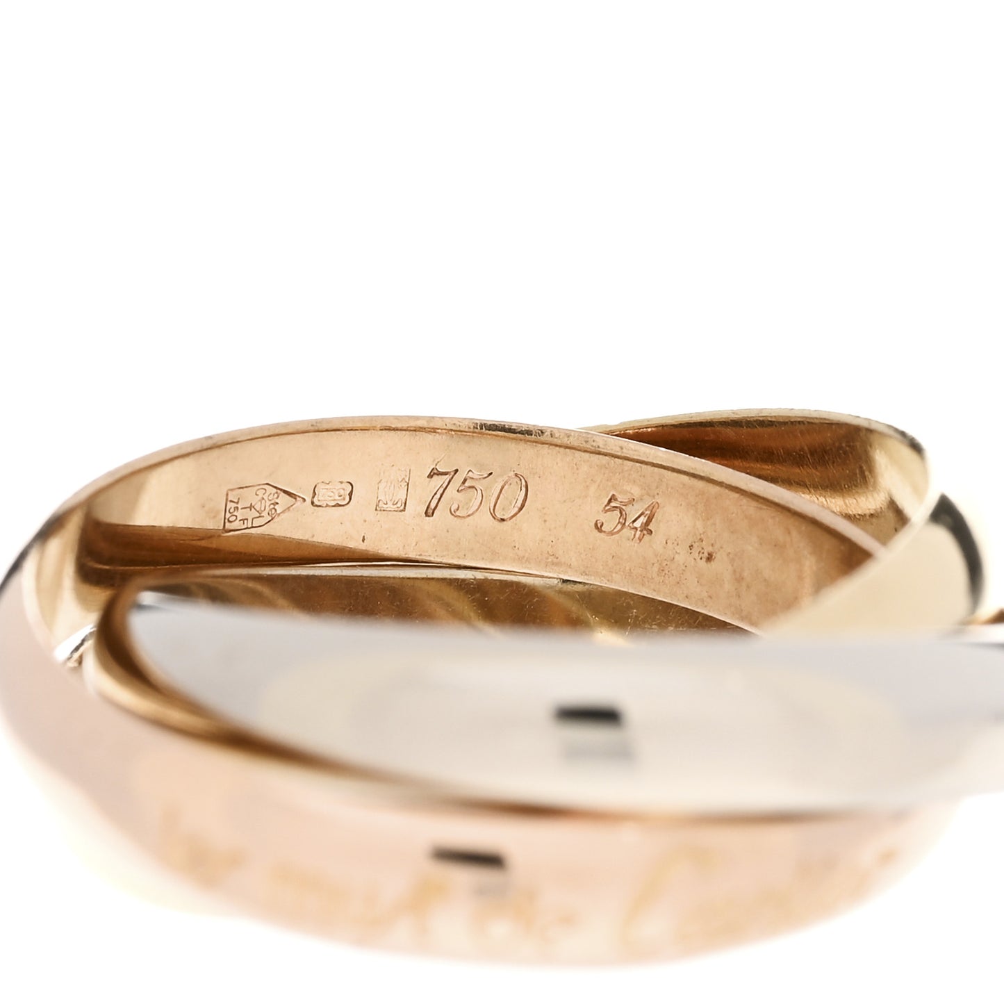18K Pink Yellow White Gold Classic Les Must De Cartier Trinity Ring 54 6.75