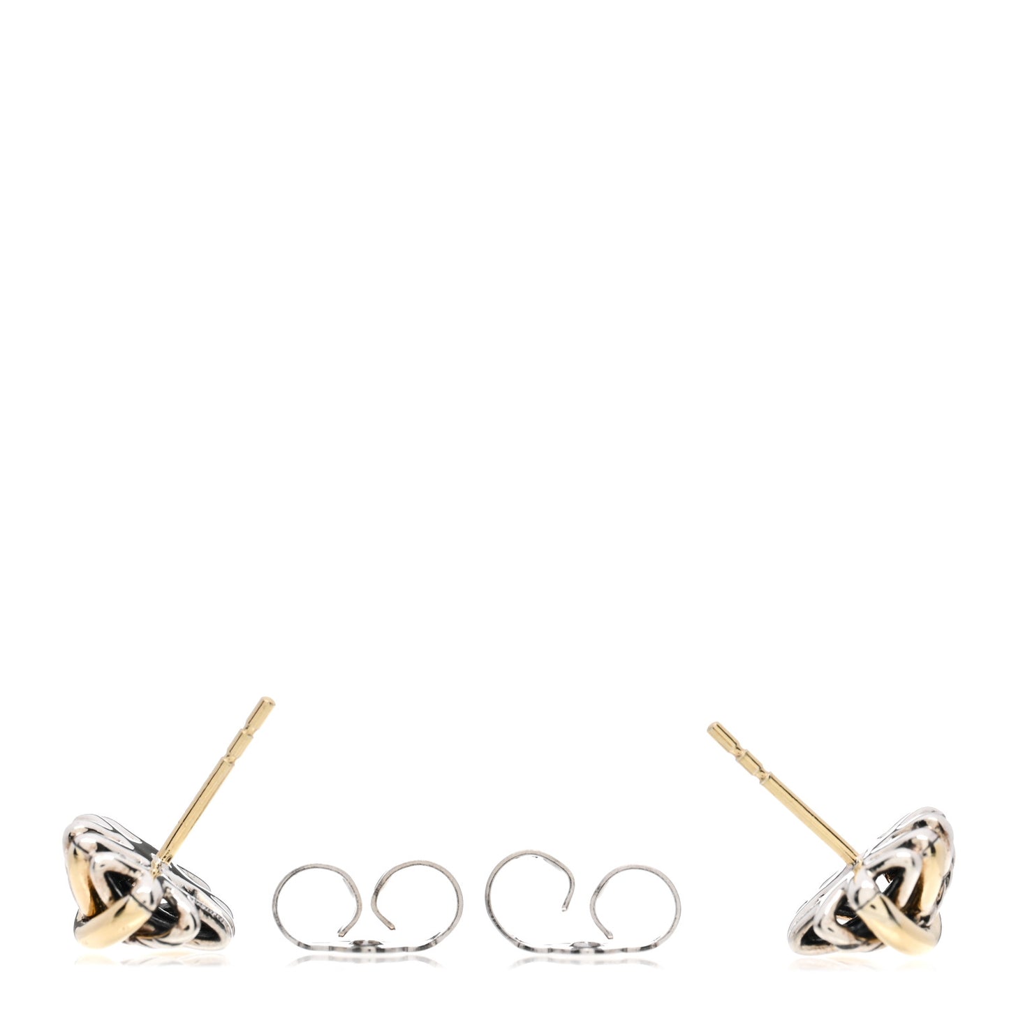 Sterling Silver 18K Yellow Gold Crossover Stud Earrings