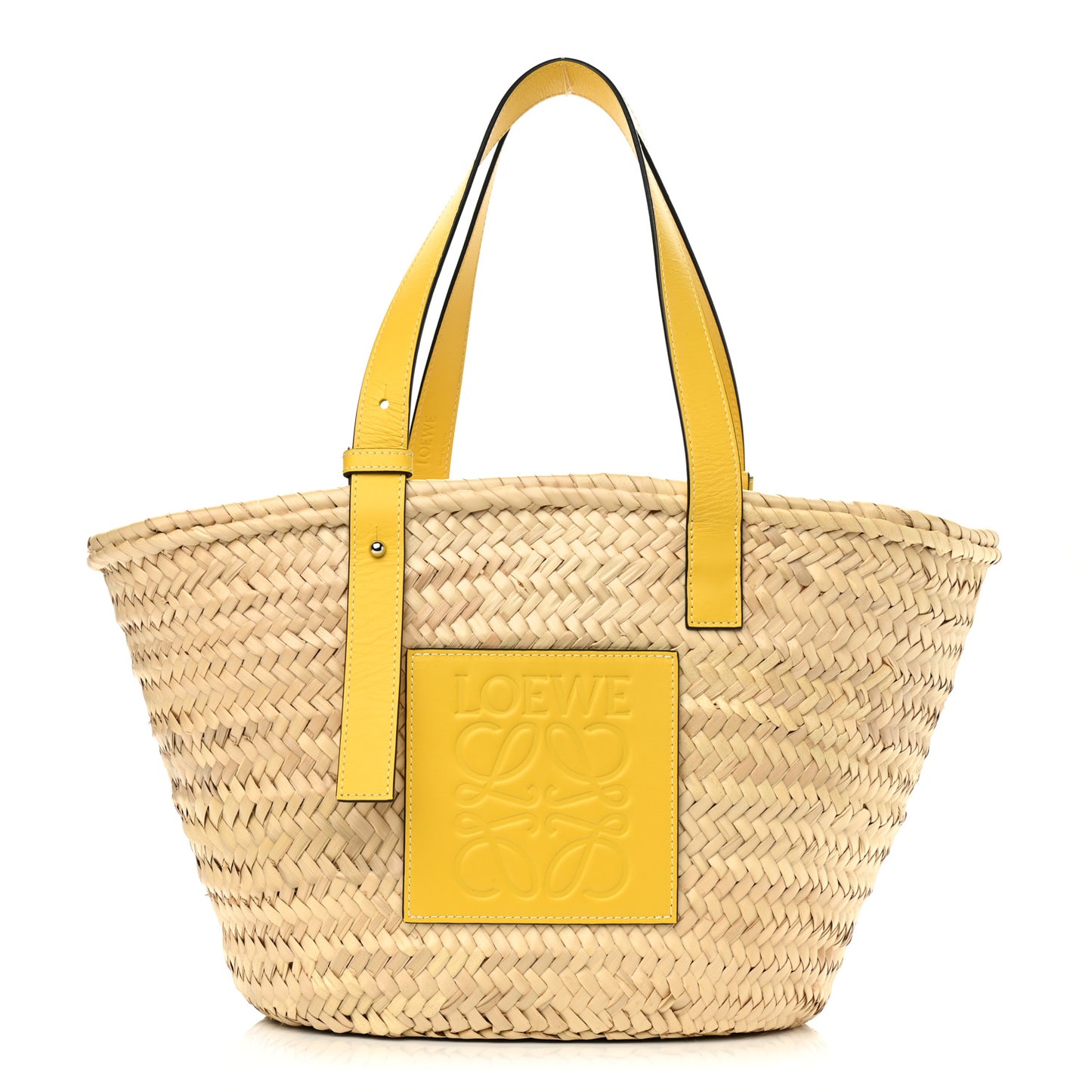 Raffia Basket Tote Bag Natural Yellow