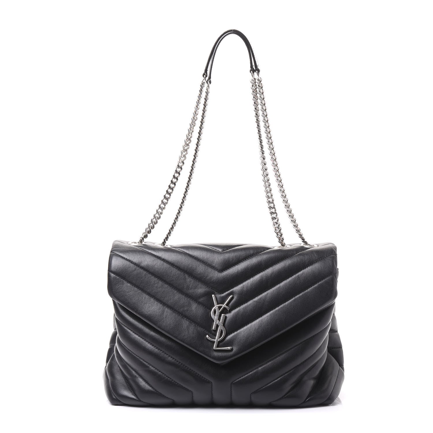 Saint Laurent Calfskin Y Quilted Monogram Medium Loulou Chain Satchel Black 1 of 8