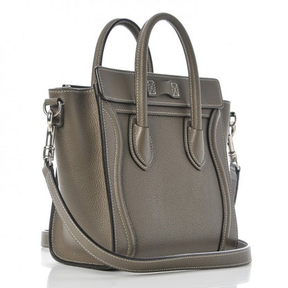 Celine Drummed Calfskin Nano Luggage Souris 3 of 7