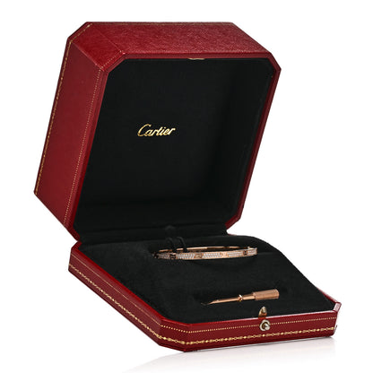Cartier 18K Pink Gold Diamond Small LOVE Paved Bracelet 17 8 of 8