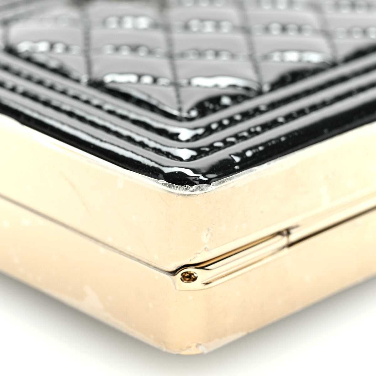 Patent Calfskin Boy Minaudiere Black