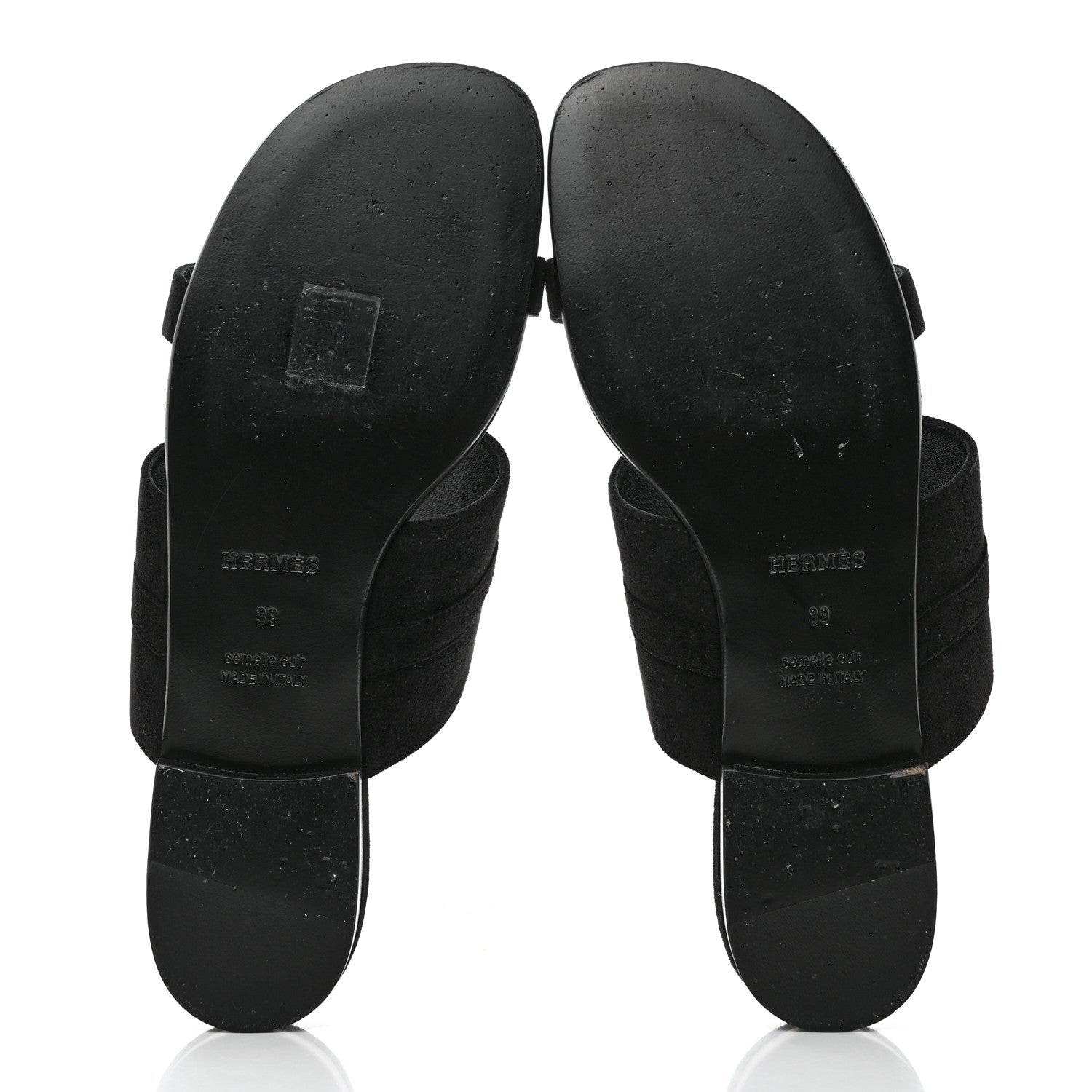 Hermes Suede Goatskin Avenue Sandals 39 Black 5 of 9