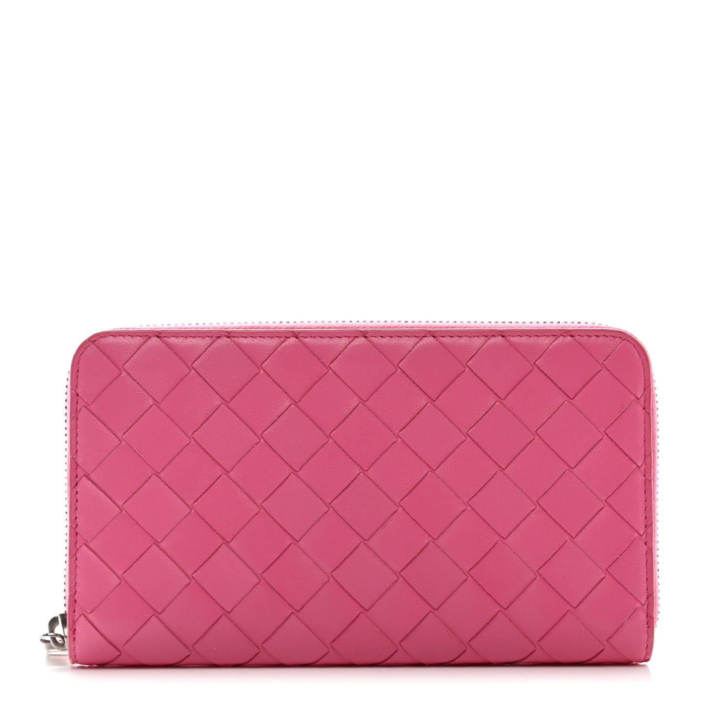 Nappa Intrecciato Zip Around Wallet Rosa Shock