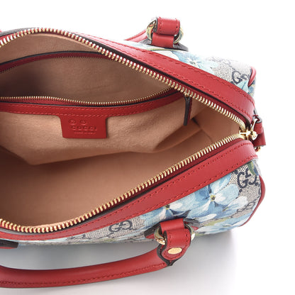 Gucci GG Supreme Monogram Blooms Small Boston Beige Blue Navy Hibiscus Red 5 of 9
