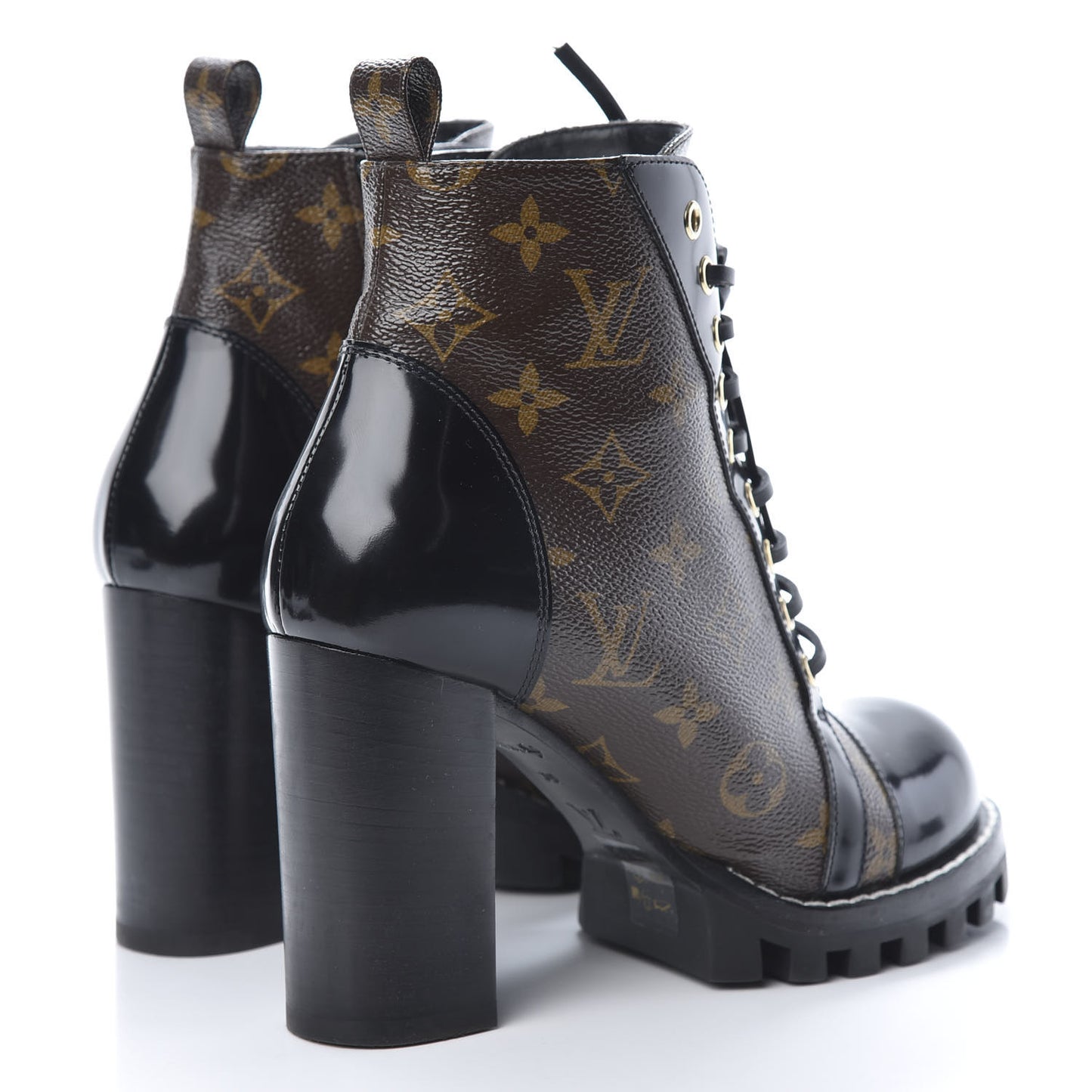 Patent Calfskin Monogram Star Trail Ankle Boots 39 Black