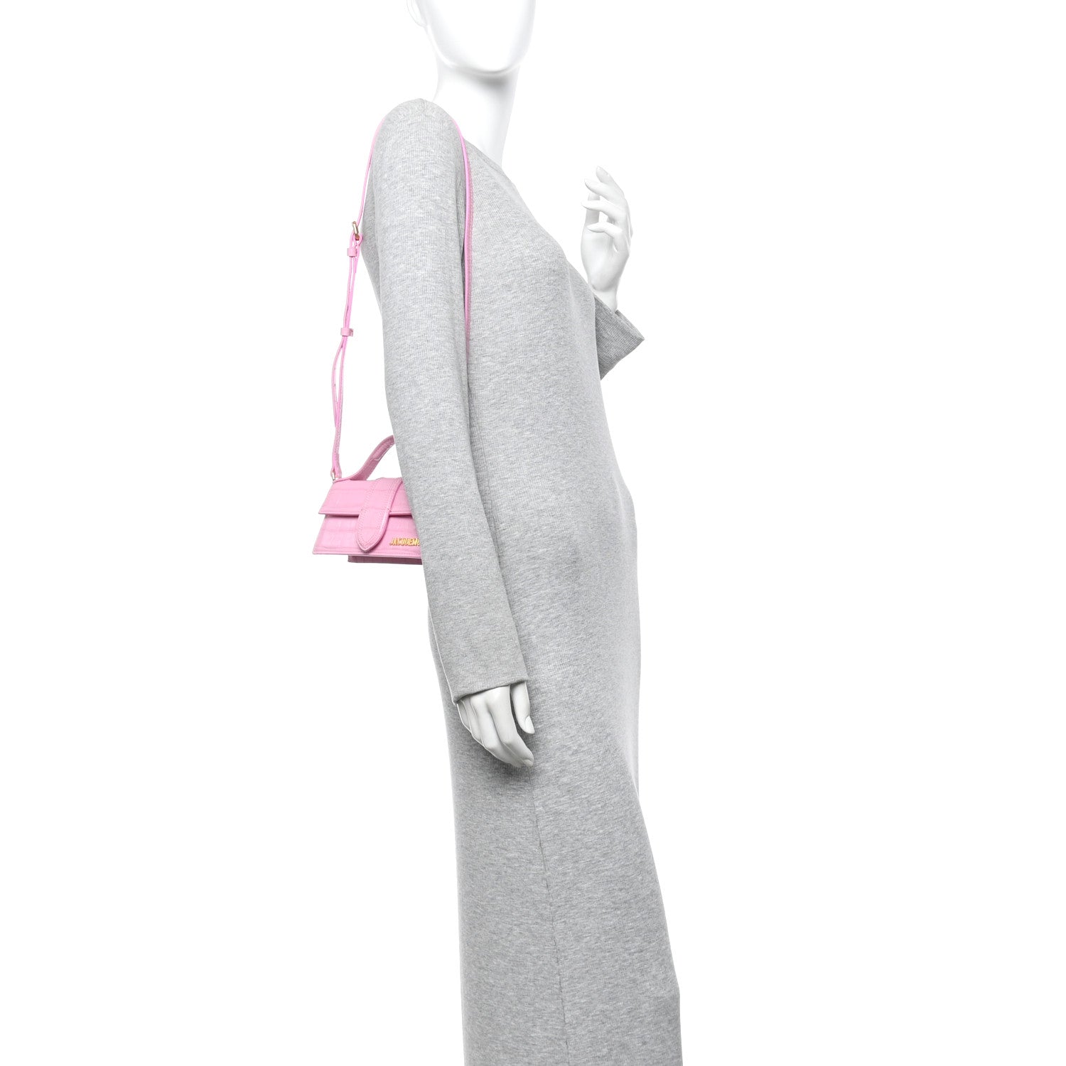 Jacquemus Calfskin Crocodile Embossed Le Bambino Pink 2 of 12