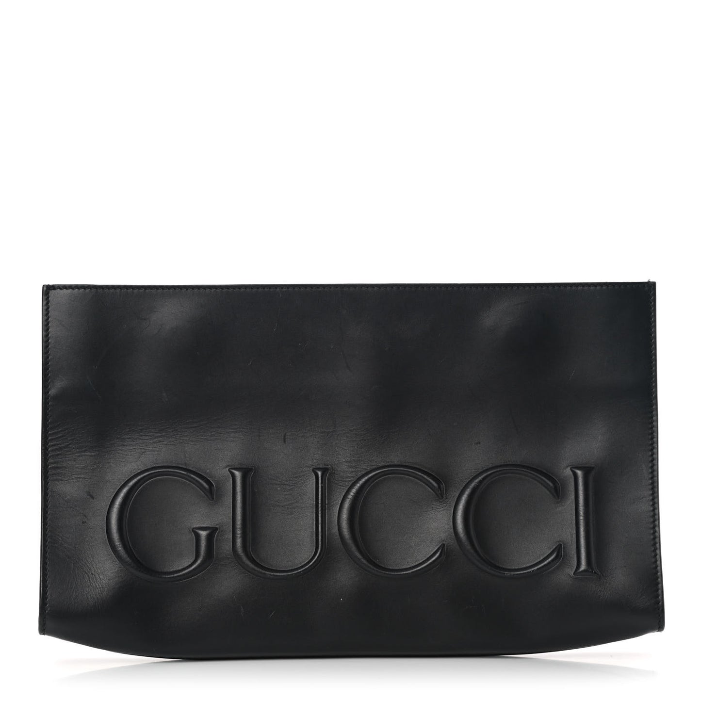 Calfskin Embossed XL Clutch Black