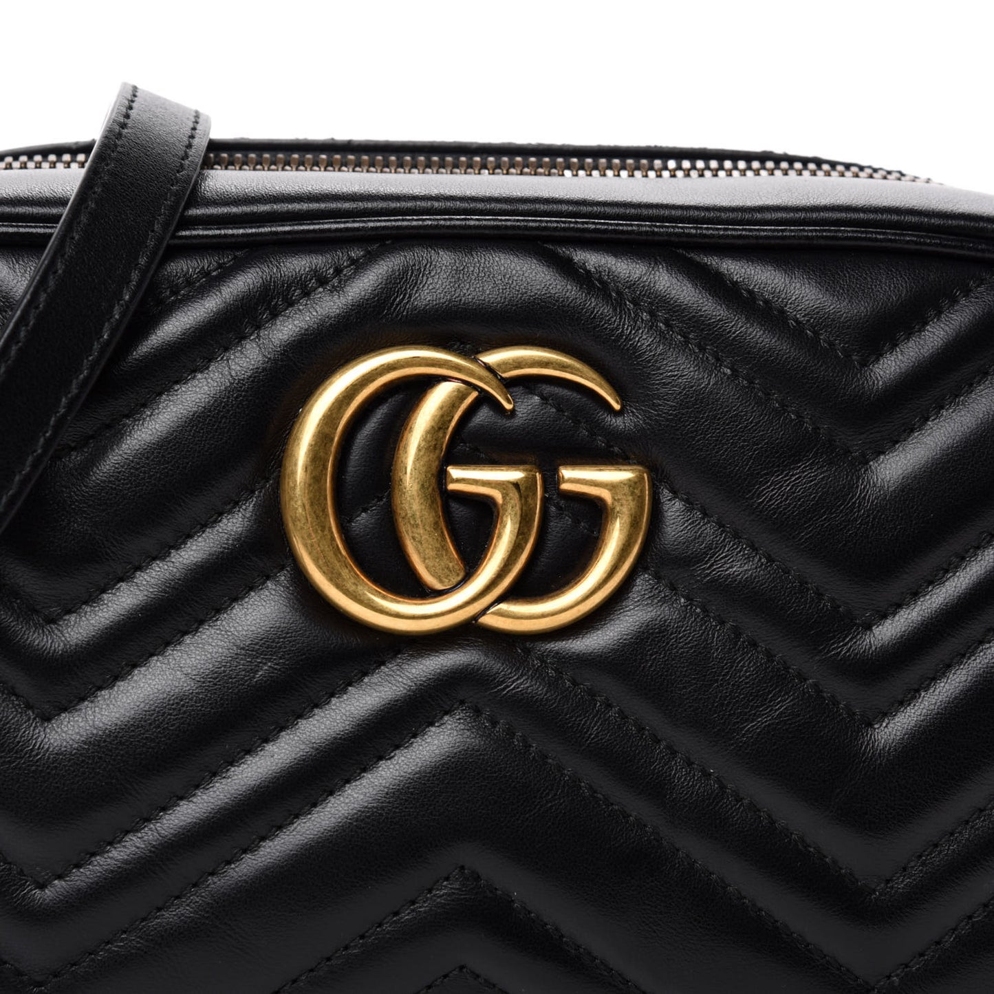 Calfskin Matelasse Small GG Marmont Chain Shoulder Bag Black
