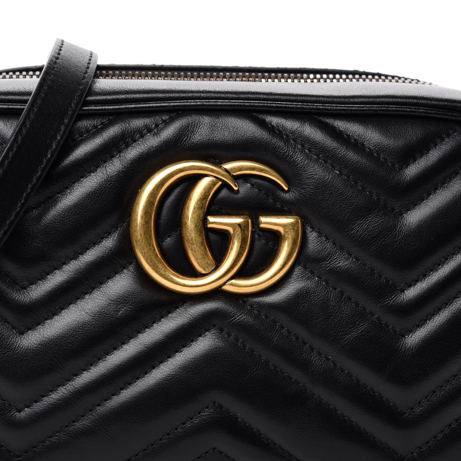 Gucci Calfskin Matelasse Small GG Marmont Chain Shoulder Bag Black 10 of 11