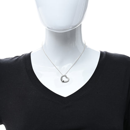 Tiffany Sterling Silver 22mm Elsa Peretti Open Heart Pendant Necklace 3 of 5