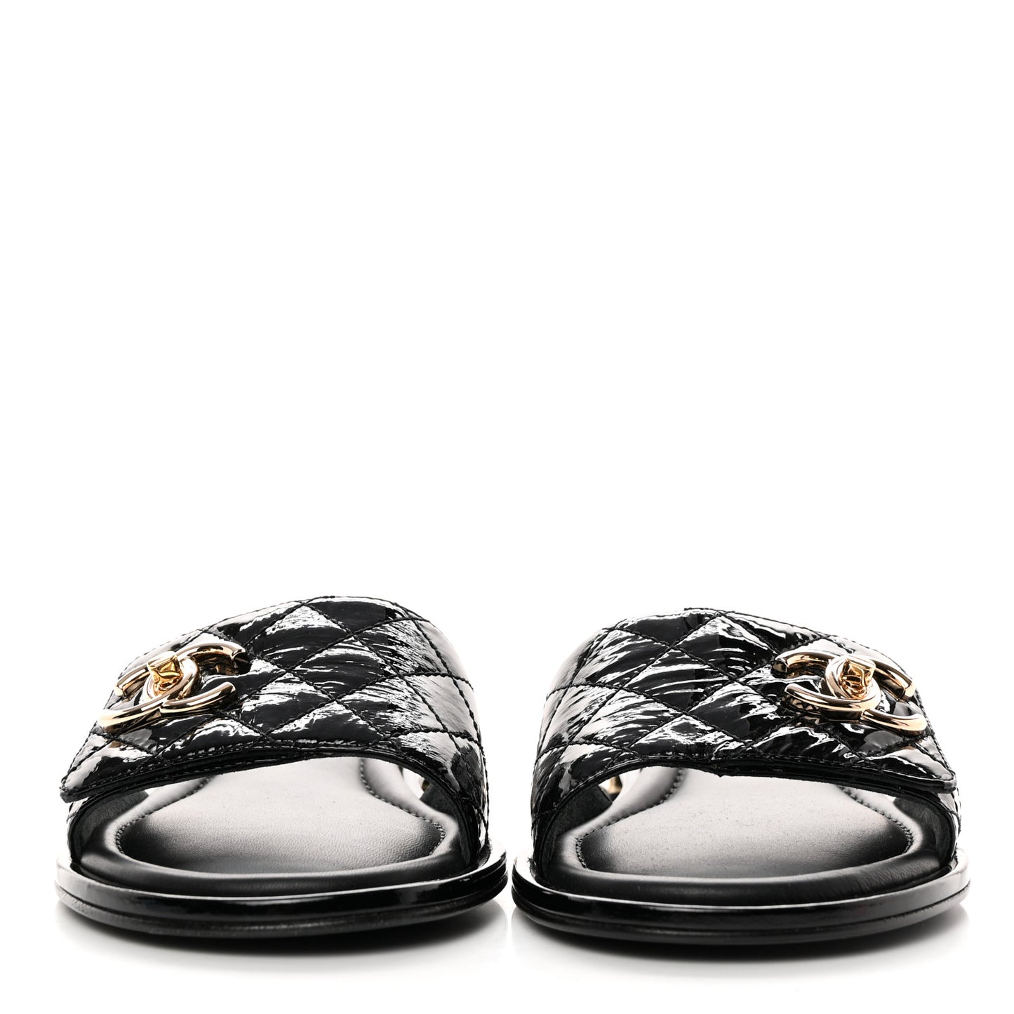 Patent Calfskin CC Mules 39.5 Black
