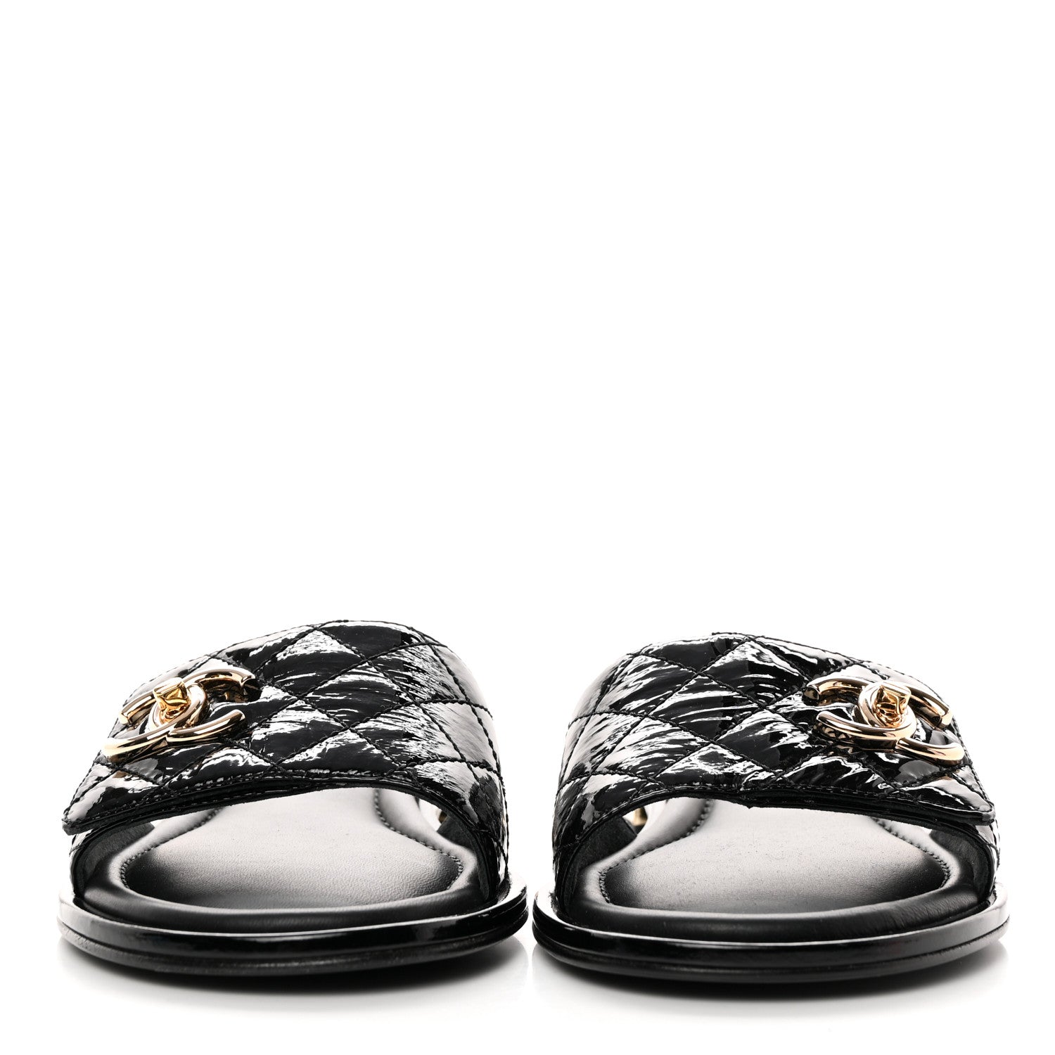 Chanel Patent Calfskin CC Mules 39.5 Black 2 of 8