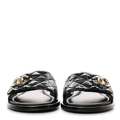 Chanel Patent Calfskin CC Mules 39.5 Black 2 of 8