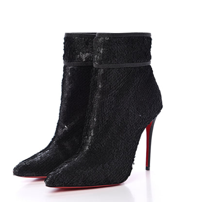 Christian Louboutin Calfskin Glitter Paillete Moulakate 100 Ankle Boot 35.5 Charbon 3 of 11