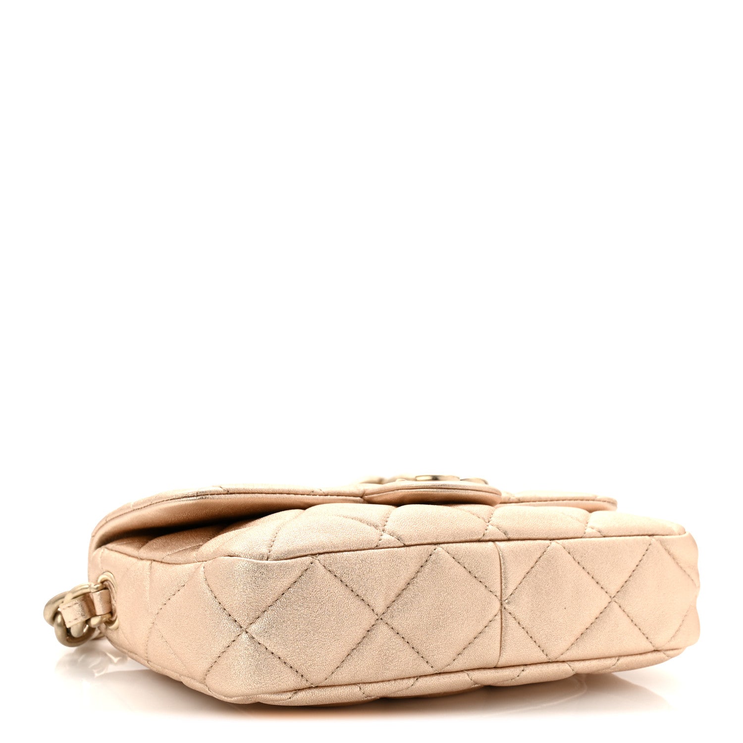Chanel Metallic Lambskin Quilted Small CC Funky Town Chain Flap Gold 4 of 10