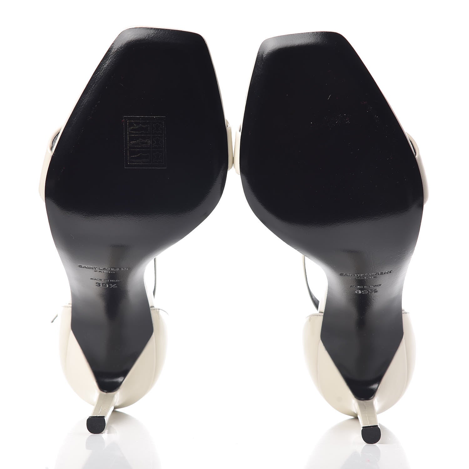 Saint Laurent Patent Calfskin Amber 105 Ankle Strap Sandals 39.5 White 5 of 7