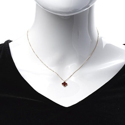 Van Cleef & Arpels 18K Rose Gold Carnelian Sweet Alhambra Pendant Necklace 1 of 7