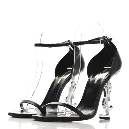Saint Laurent Calfskin Opyum 110 Sandals 38.5 Black Silver 4 of 8