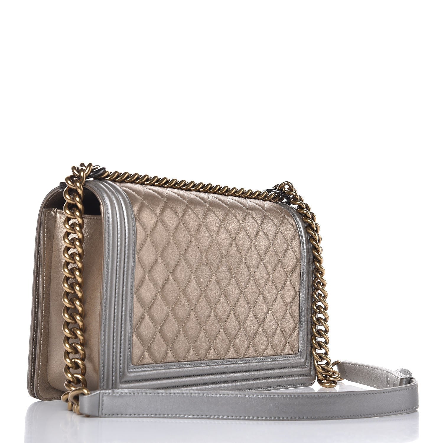 Chanel Metallic Calfskin Quilted New Medium Boy Flap Khaki 4 of 8