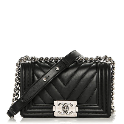 Chanel Calfskin Chevron Quilted Small Boy Flap Black 1 of 7