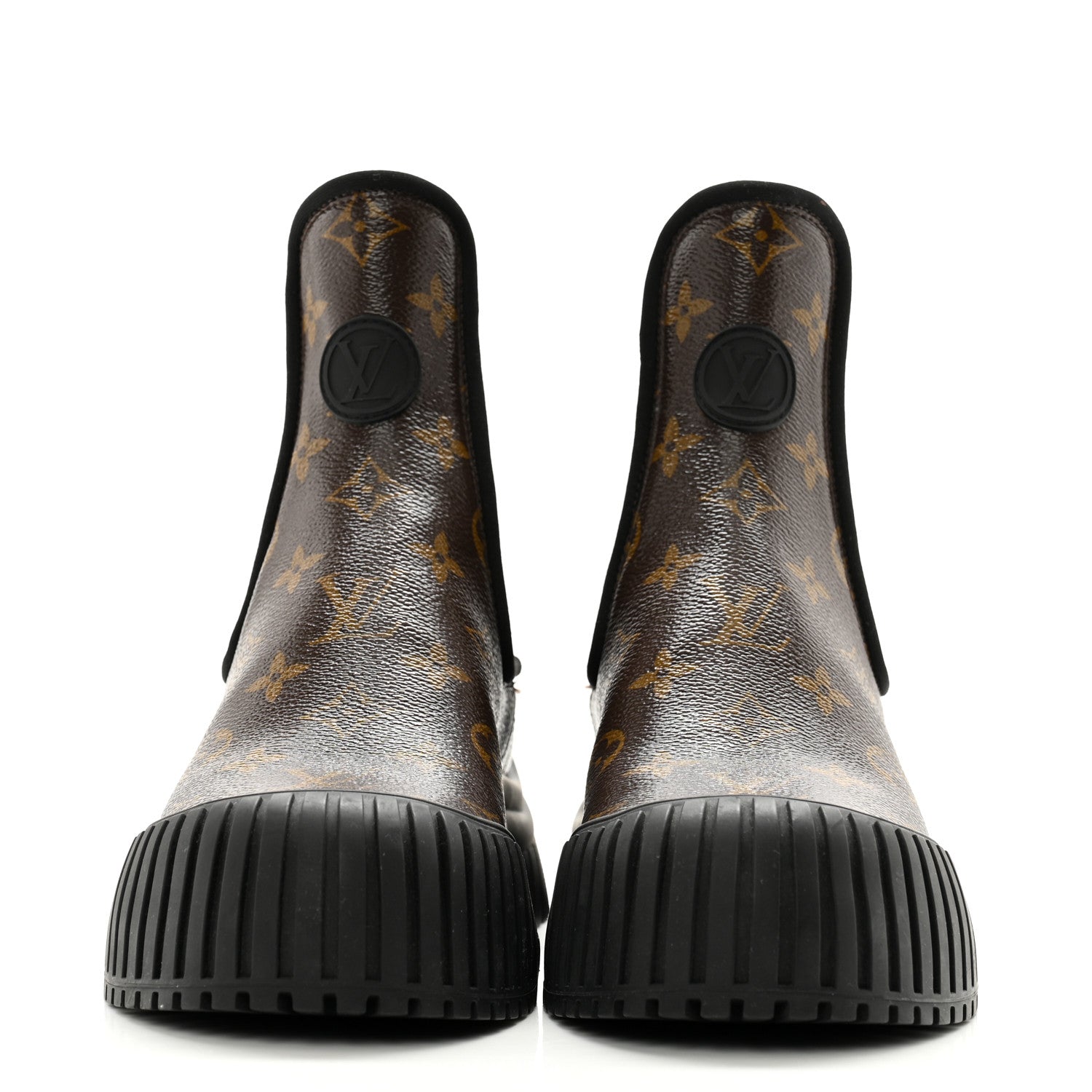 Louis Vuitton Patent Monogram Ruby Flat Ankle Boots 37 Black 2 of 9