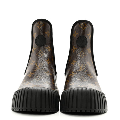 Louis Vuitton Patent Monogram Ruby Flat Ankle Boots 37 Black 2 of 9