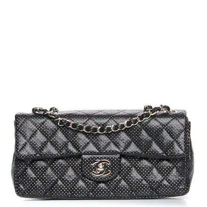Chanel Lambskin Perforated East West Flap Black 1 of 7