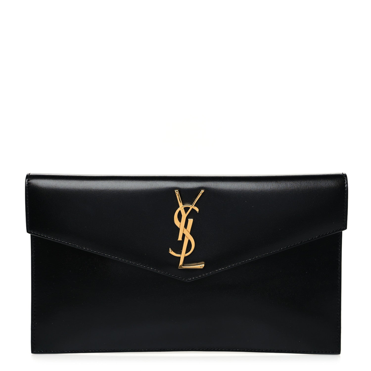 Saint Laurent Smooth Shiny Calfskin Monogram Uptown Pouch Black 1 of 11