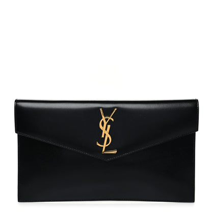Saint Laurent Smooth Shiny Calfskin Monogram Uptown Pouch Black 1 of 11